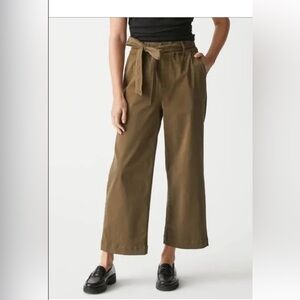 Michael Stars Kenya High rise wide leg cropped pant in dolma green